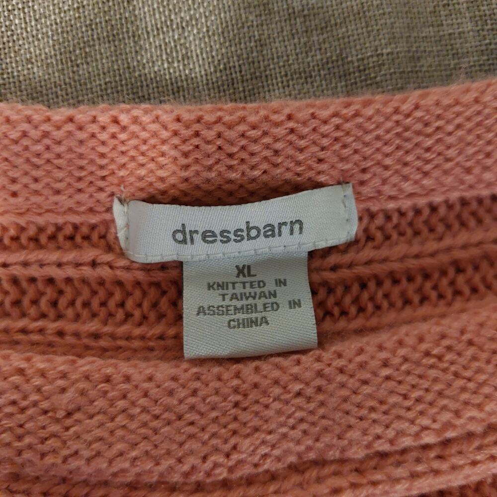 Dressbarn Knitted Tunic Sweater 3/4 Length Sleeves Salmon Pink Woman's XL - Picture 4 of 4